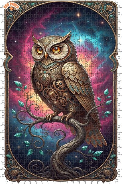 Esranın Dünyası لغز خشبي ميكانيكي على شكل بومة بتصميم حلم كوني مرسوم بالزيت، ...