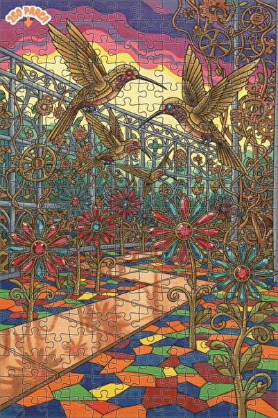 Esranın Dünyası Mechanical Hummingbirds Artwork Double-Layer Framed Wooden Pu...