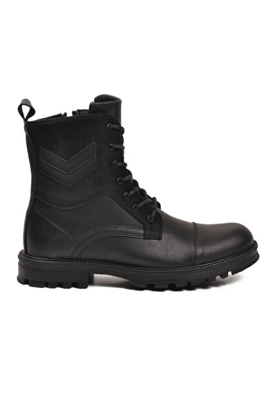 Aspor Black Fleece-Lined Zippered Men's Worker Boots