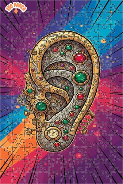 Esranın Dünyası Steampunk Eared Jeweled Wooden Puzzle Double-Layer Framed Woo...