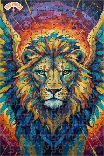 Esranın Dünyası Winged Lion Oil Painting Look Modern Art Wooden Puzzle 150 Pi...
