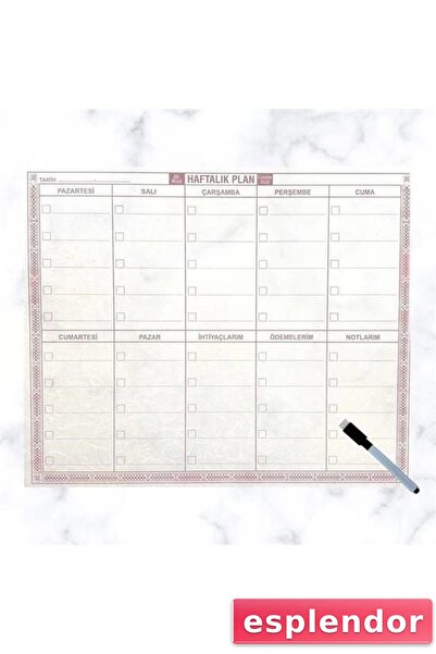 esplendor مخطط أسبوعي مع قلم شفاف ذاتي اللصق 40 سم - 50 سم