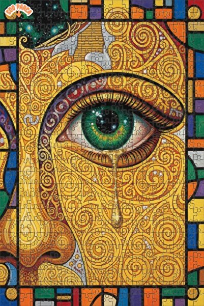 Esranın Dünyası Tear Drop Oil Painting Look Modern Art Double-Layer Framed Wo...