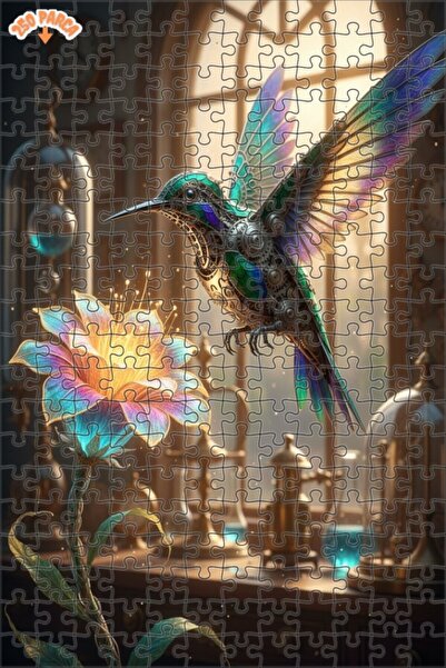 Esranın Dünyası Mechanical Hummingbird and Luminous Flower Double Layer Frame...