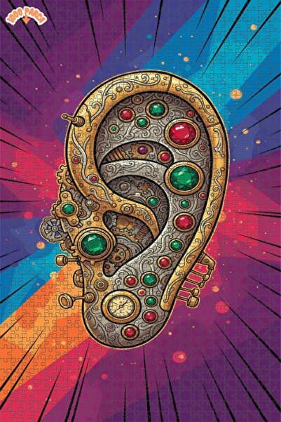 Esranın Dünyası Steampunk Eared Jeweled Wooden Puzzle Double-Layer Framed Woo...