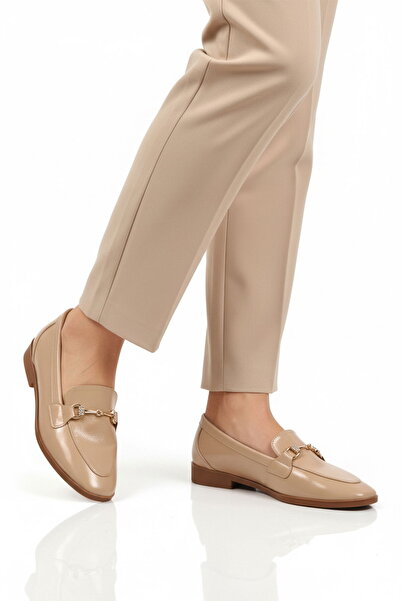 Aspor Beige Wrinkled Women's Casual Shoes