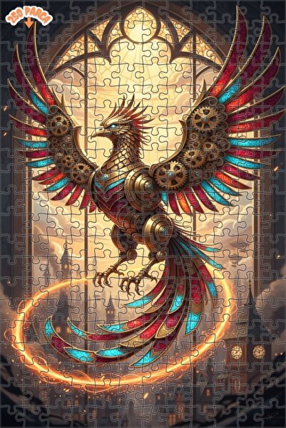 Esranın Dünyası لغز خشبي ميكانيكي على شكل طائر الفينيق بمظهر فني رقمي ذو طابق...