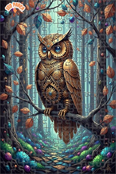 Esranın Dünyası لغز خشبي بإطار مزدوج الطبقات من Golden Mechanical Owl Art 150...