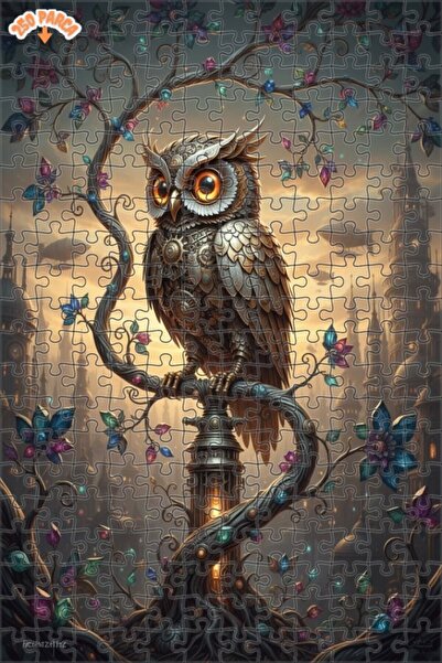 Esranın Dünyası لوحة فنية ميكانيكية على شكل بومة، لغز خشبي بإطار مزدوج الطبقا...