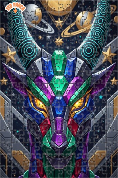 Esranın Dünyası Cosmic Dragon Looking Modern Art Wooden Puzzle 150 Pieces 20X30