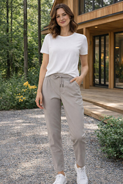 Butik Şans Elastic Waist Double Leg Lycra Fabric Trousers