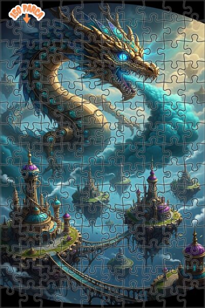 Esranın Dünyası لغز خشبي مكون من مزدوج الطبقات إطارًا بمظهر قلعة التنين الخيا...