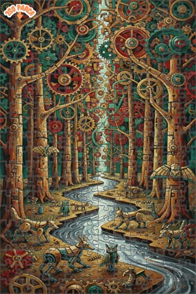 Esranın Dünyası Mechanical Forest Wonderland Double-Layer Framed Wooden Puzzl...