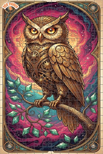 Esranın Dünyası Mechanical Owl Art Double Layer Framed Wooden Puzzle 250 Piec...