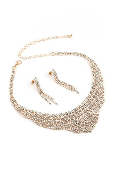 byozanyılmaz Completely Set with Stones Necklace and Earring Set