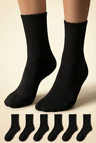 The Champ Clothing Unisex Plain Black Long Socks – Breathable, 6-Piece Pack o...