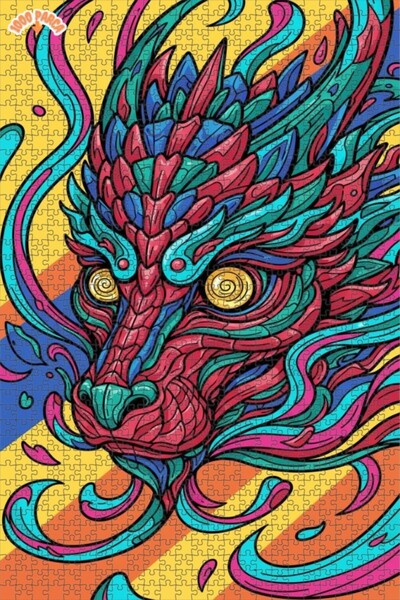 Esranın Dünyası Dragon Art Double Layer Framed Wooden Puzzle 1000 Pieces 70X50