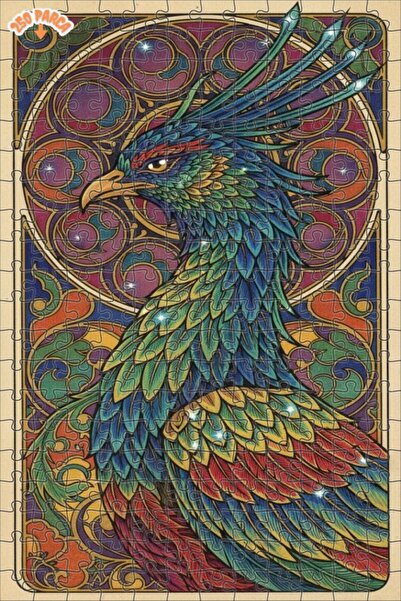 Esranın Dünyası Gorgeous Emerald Phoenix Oil Painting Look Double Layer Frame...