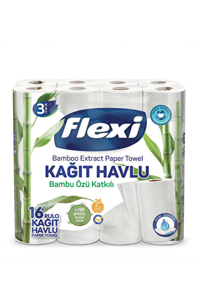 Flexi 16-Pack Paper Towels - 100% Plant-Based Cellulose and Bamboo Extract - ...