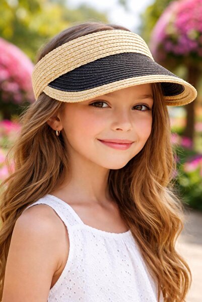 MARBERRY قبعة سوداء من القش للفتيات من عمر 10-18 سنة