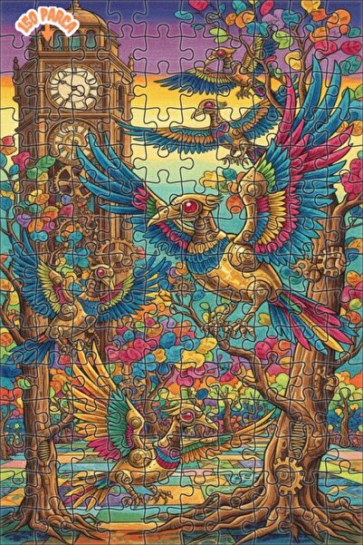 Esranın Dünyası Steampunk Birds Colorful Double-Layer Frameable Wood Puzzle 1...