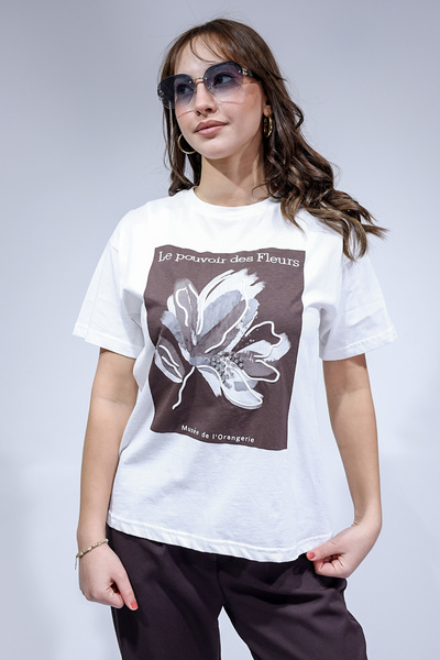 ELİT SHOES Women's T-Shirt with Stone Detail on the Front and Cotton Structures