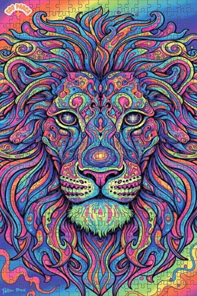 Esranın Dünyası The Lion King Colorful Patterned Double-Layer Framed Wooden P...