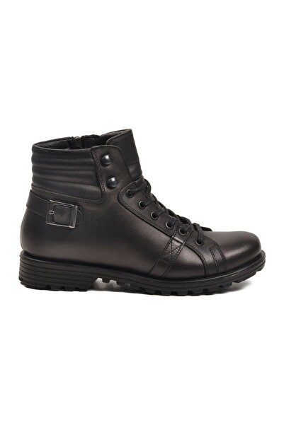 Aspor Black Genuine Leather Fur Zippered Men's Classic Boots