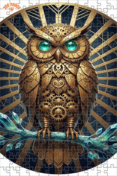 Esranın Dünyası Golden Mechanical Owl Double Layer Framed Wooden Puzzle 250 P...