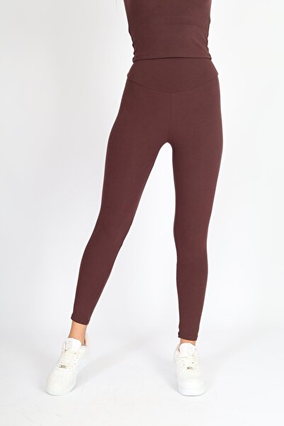 soft&basic Women's 2-Piece Fit Shaping / Sculpting and Stretchy Premium Fabric Black-Brown Leggings
