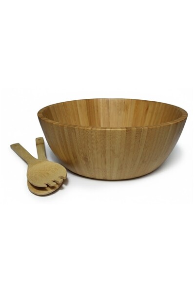 GRÜNBERG Salad bowl set with 2 utensils, bamboo, Grunberg