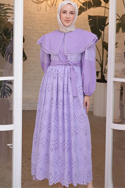 Safgiyim44 Cape Collar Lace Detail Dress