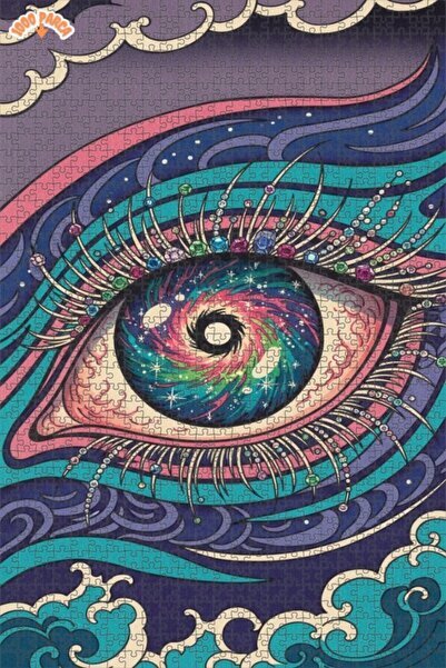 Esranın Dünyası Universal Eye Watercolor Look Wooden Puzzle with Double-Layer...