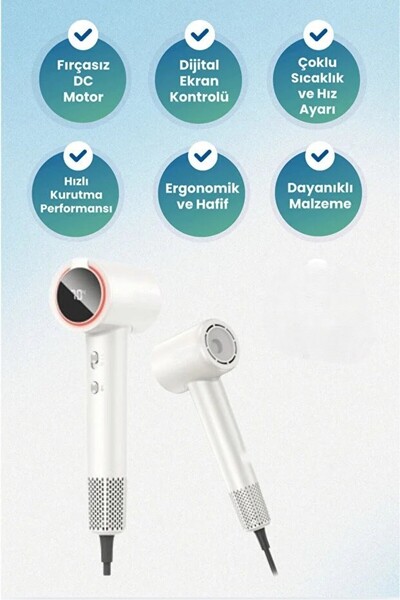 EN SİGA Professional Hair Dryer with Digital Display 1600W Blow Dryer with Sp...