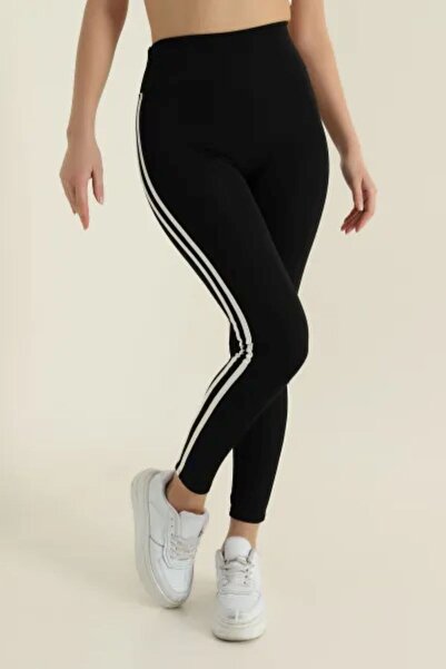 FORMO Colanți sport casual pentru femei, cu talie înaltă dungi, din neopren e...