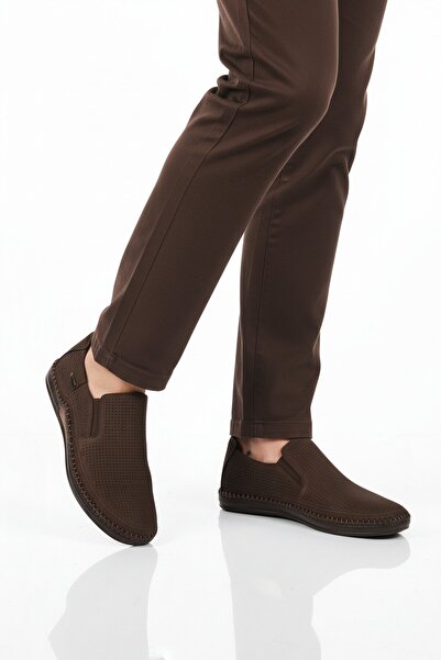 Aspor Brown Nubuck Genuine Leather Gel Sole Men's Casual Shoes