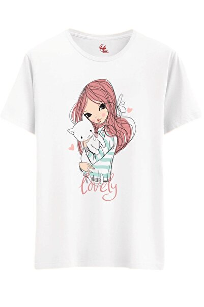 Rabona Fashion Tiny Fashion – Girl & Cat Printed Kids' T-Shirt
