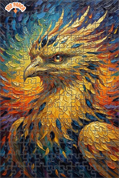 Esranın Dünyası Golden Eagle Oil Painting Lookalike Double-Layer Framed Woode...