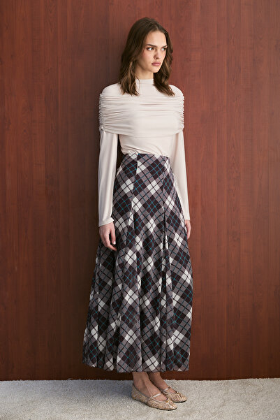 Melike Tatar Plaid Patterned Skirt 32-2730