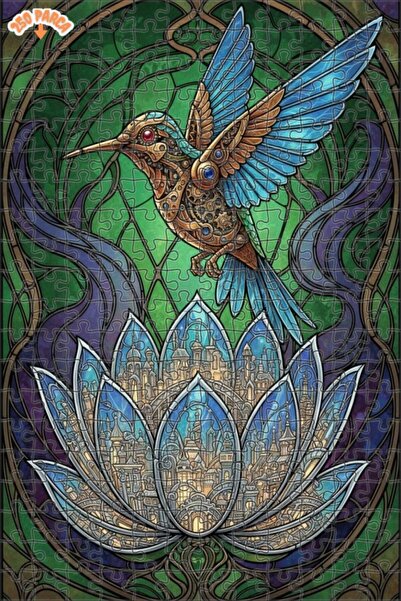 Esranın Dünyası Mechanical Hummingbird and City Baptism Flower Stained Glass ...