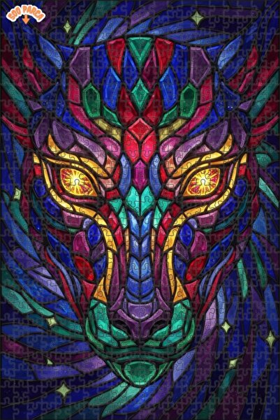 Esranın Dünyası Mysterious Wolf Eyes Oil Painting Lookalike Double-Layer Fram...