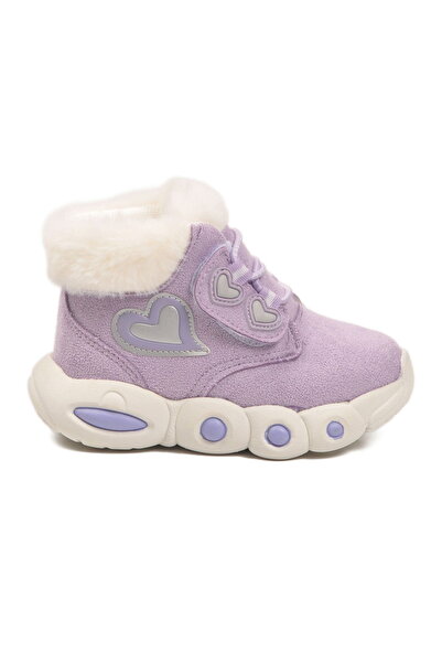 Cool Lilac Velcro Girls' Flat Boots