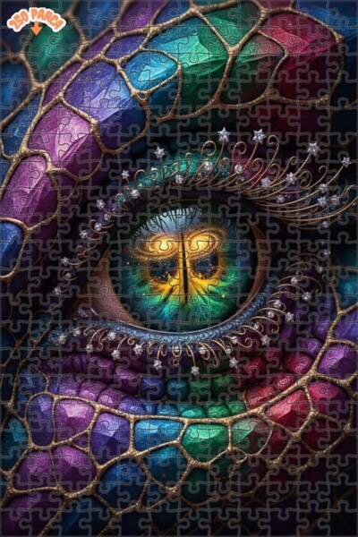 Esranın Dünyası Dragon Eye Crystal Digital Art Double-Layer Framed Wooden Puz...