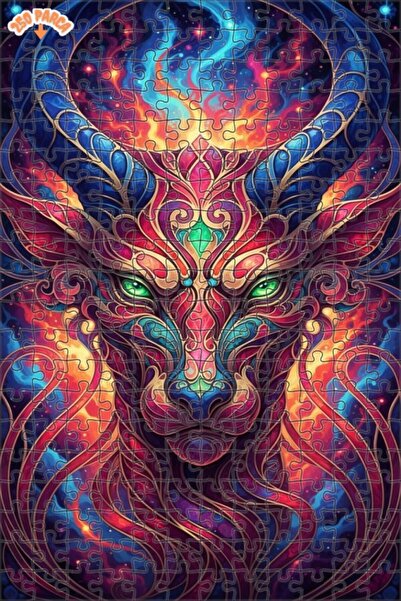 Esranın Dünyası لغز الأسد الكوني الغامض، لوحة زيتية، مزدوج الطبقات إطارًا من ...