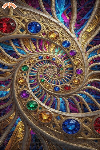 Esranın Dünyası لغز خشبي حلزوني الشكل من جولد سافاير آرت مزدوج الطبقات قطعة م...