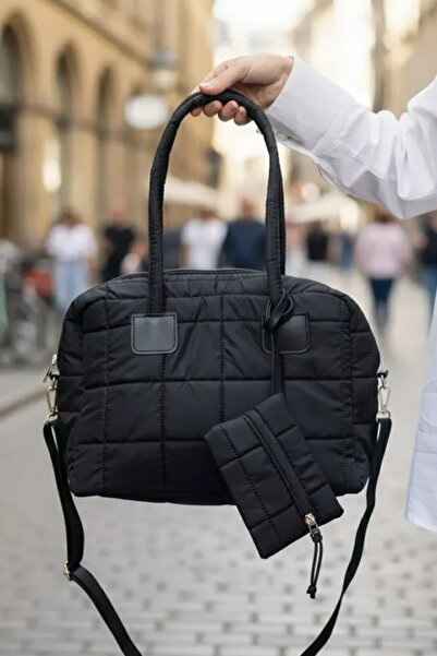 SA-EF Kadın Cüzdanlı Kol Ve Çapraz Çanta Siyah Kapitoneli