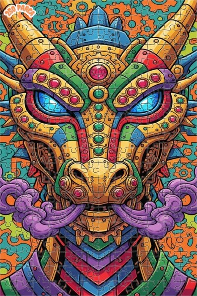 Esranın Dünyası Steampunk Dragon Art Double Layer Framed Wooden Puzzle 250 Pi...