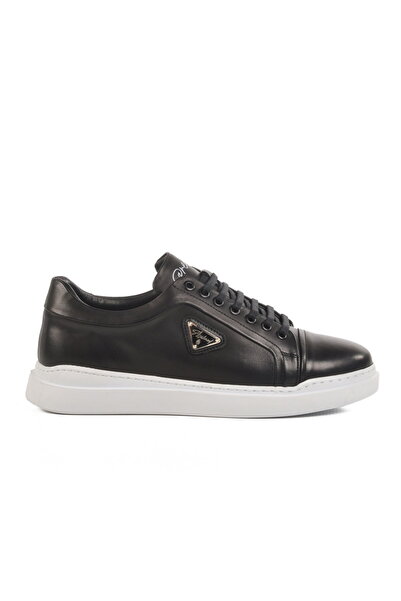 Aspor Black White Genuine Leather Men's Sneakers
