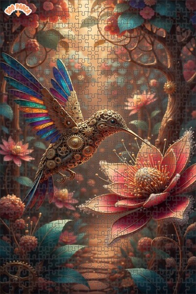 Esranın Dünyası Steam Mechanical Hummingbird Oil Painting Look Double Layer F...