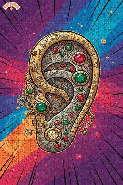 Esranın Dünyası Steampunk Eared Jeweled Wooden Puzzle Double-Layer Framed Woo...